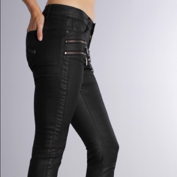 PARASUCO black skinny sheen Moto  jeans - Picture 7 of 7